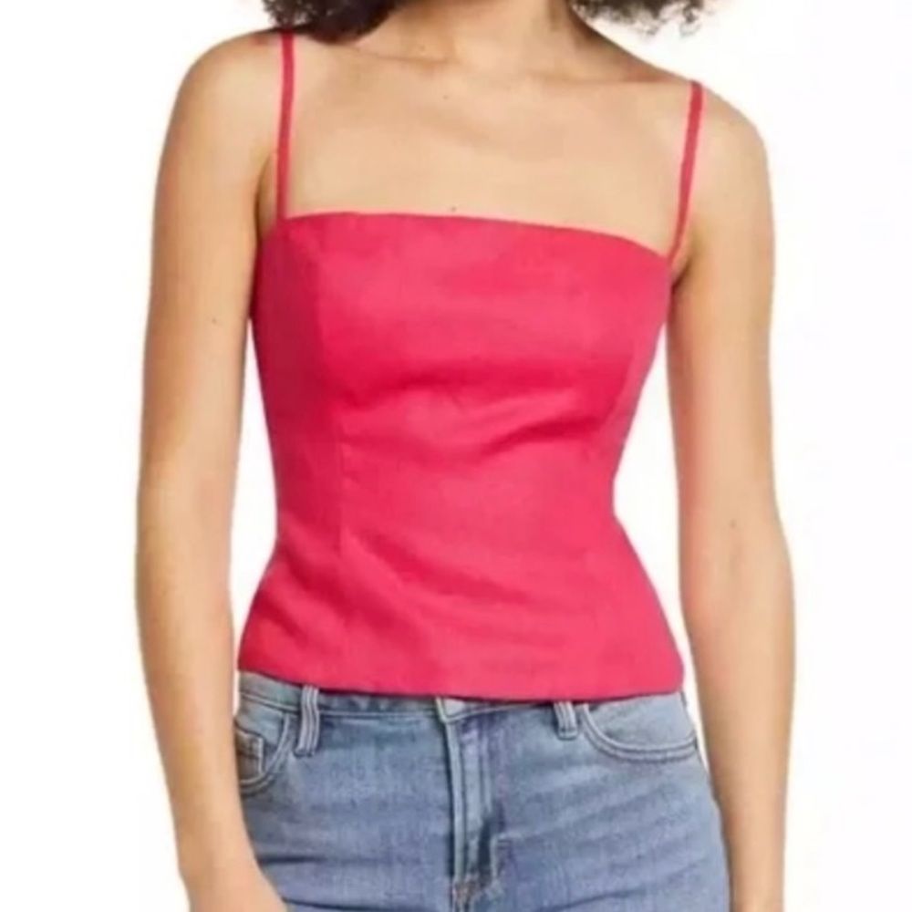Reformation Overland Linen Hot Pink Top